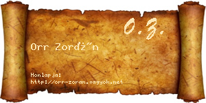 Orr Zorán névjegykártya